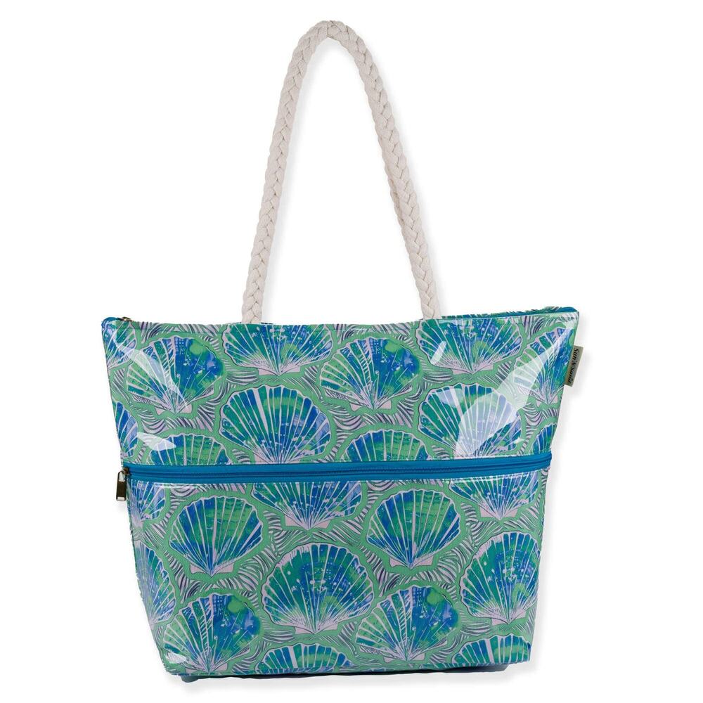 Tropical Seashell Shoulder Tote | Green Blue